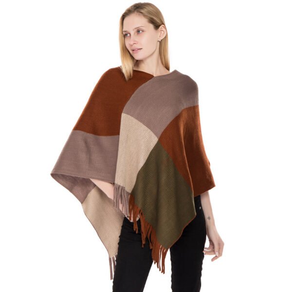 Large Plaid Color Matching Knitted Warm Shawl European And American Autumn And Winter - Image 7