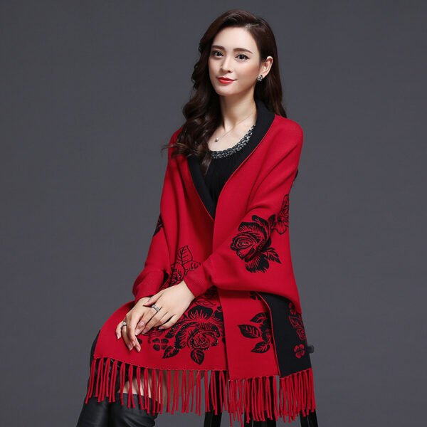 Mid-length Tassels Loose-fitting Knitted Cardigan Thickened Sweater Cashmere Outerwear - Image 6