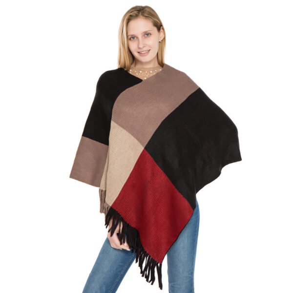 Large Plaid Color Matching Knitted Warm Shawl European And American Autumn And Winter - Image 9