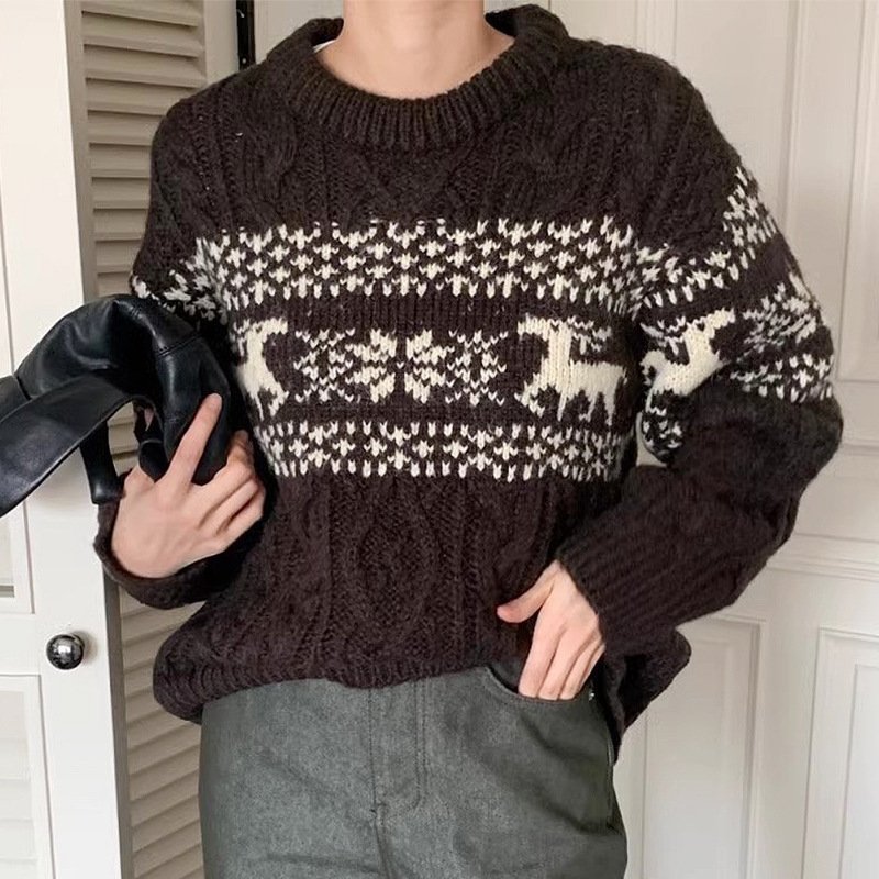 Jacquard Pullover Women's Loose Sweater - Image 5