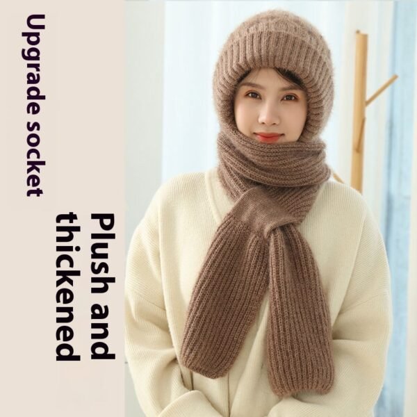 Popular Brushed And Padded Hats Scarf Double Layer Warm Wool Knitted - Image 5