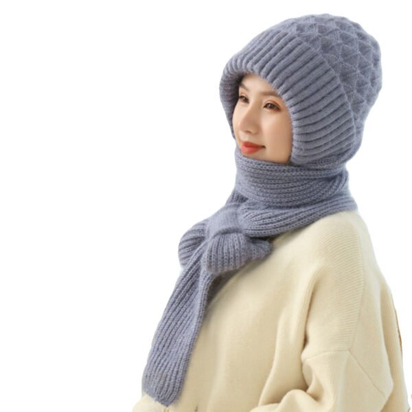 Popular Brushed And Padded Hats Scarf Double Layer Warm Wool Knitted - Image 6