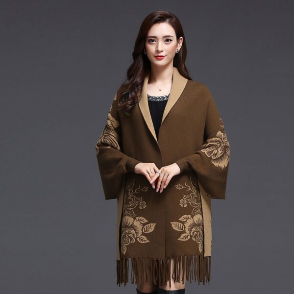 Mid-length Tassels Loose-fitting Knitted Cardigan Thickened Sweater Cashmere Outerwear - Image 9