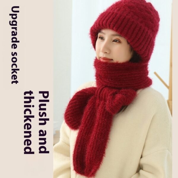 Popular Brushed And Padded Hats Scarf Double Layer Warm Wool Knitted - Image 4