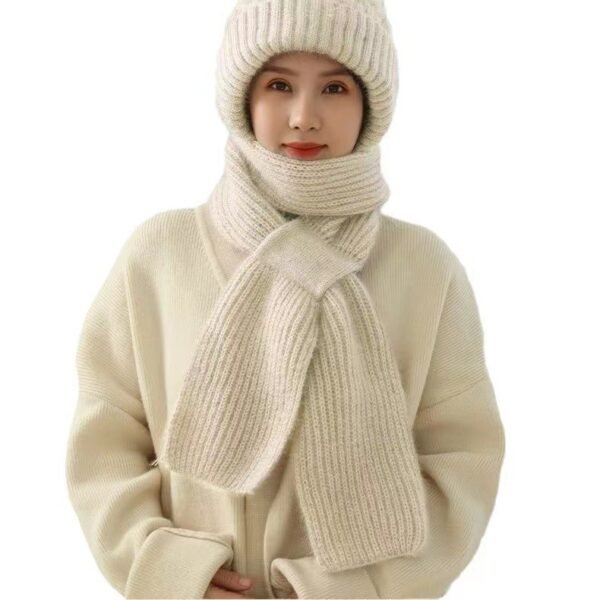 Popular Brushed And Padded Hats Scarf Double Layer Warm Wool Knitted - Image 7