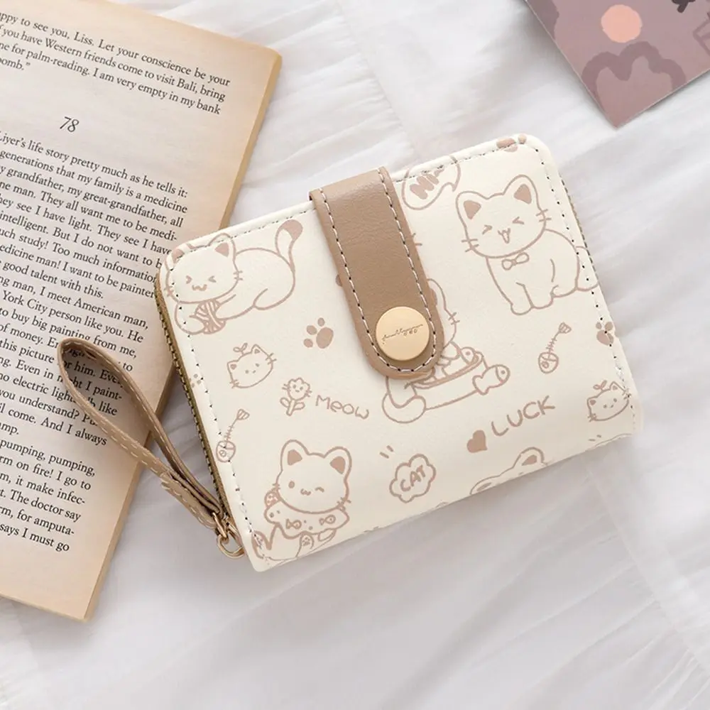 Cute Cat Coin Purse Women Fashion Short Wallet PU Leather Large Capacity Wallet Lightweight ID Card Holder Travel Cash Coin Bag - Image 20