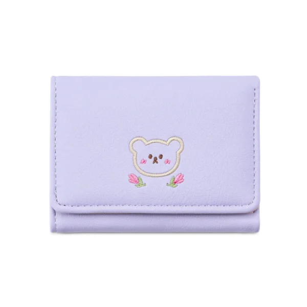 Pouch Kawaii Cute Tri-Fold Purses Portable Multiple Card Slot Bear Short Wallet Candy Color PU Leather Coin Purse Student - Image 9