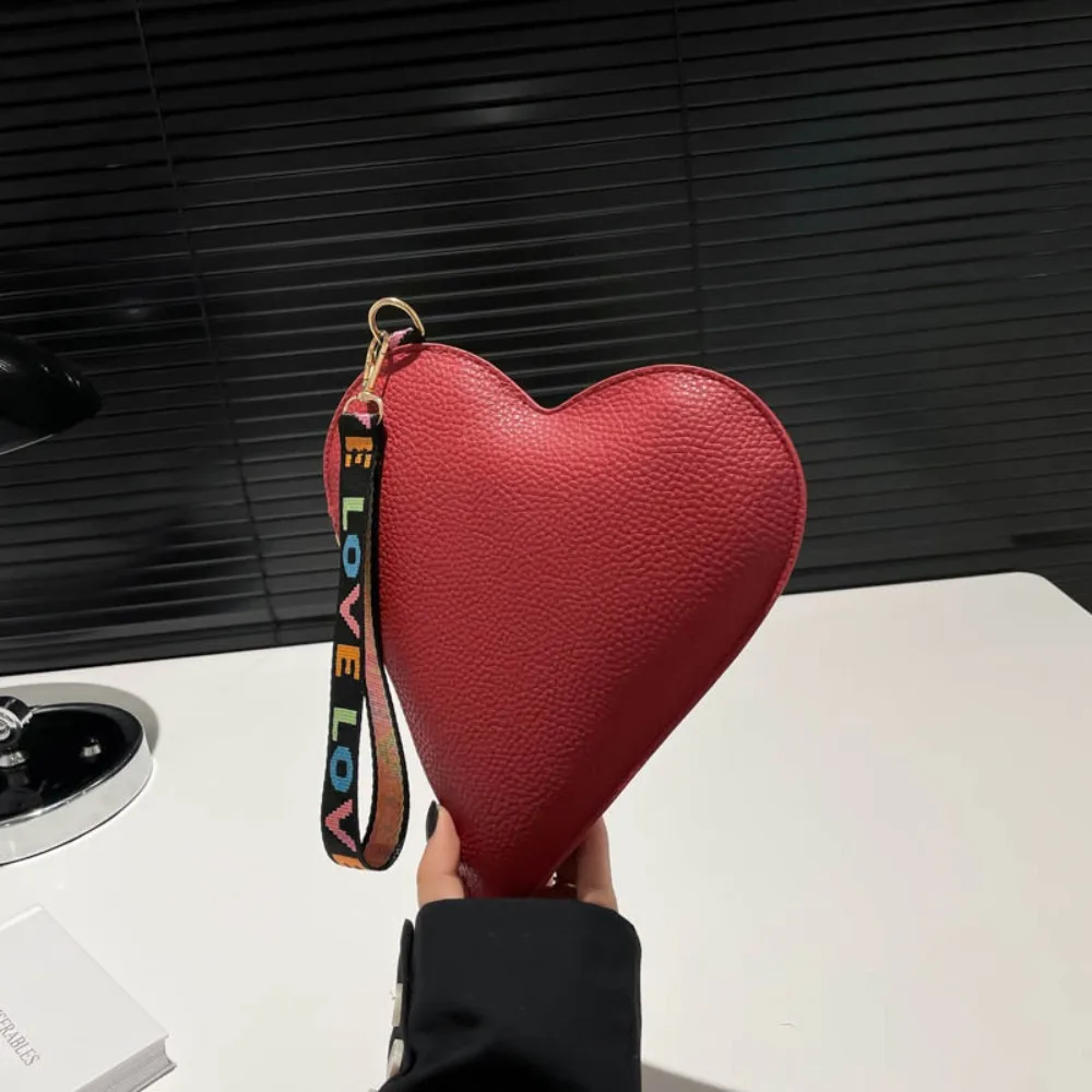 PU Coin Purse Trendy Female Bag Women Wallets New Heart-shaped Bag Zipper Purse Wrist Clutch Storage Portable Bag Fashion - Image 8