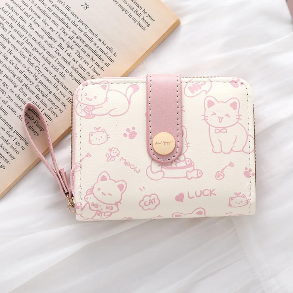Cute Cat Coin Purse Women Fashion Short Wallet PU Leather Large Capacity Wallet Lightweight ID Card Holder Travel Cash Coin Bag - Image 8