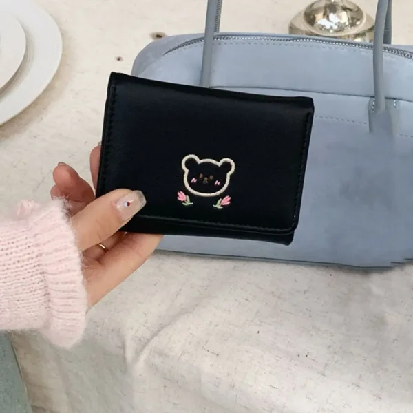 Pouch Kawaii Cute Tri-Fold Purses Portable Multiple Card Slot Bear Short Wallet Candy Color PU Leather Coin Purse Student - Image 18