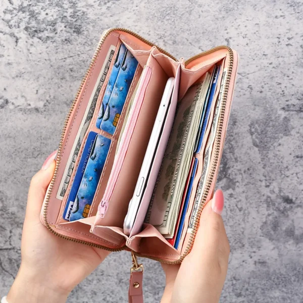 Fashion Zipper Wallets Womens Long Purses Handbags Coin Purse Cards Holder PU Leather Billfold Wallet - Image 12