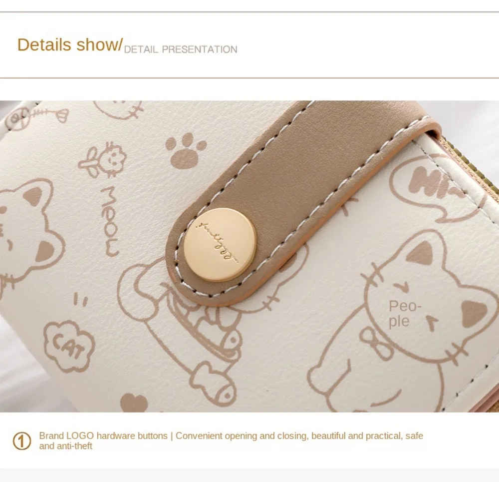 Cute Cat Coin Purse Women Fashion Short Wallet PU Leather Large Capacity Wallet Lightweight ID Card Holder Travel Cash Coin Bag - Image 14