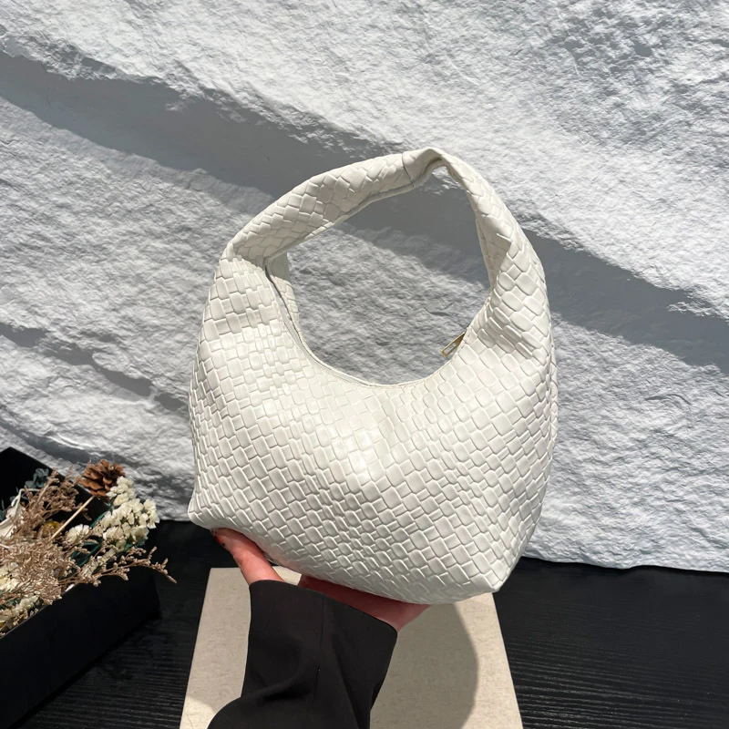 Fashion Pu Weave Bag Red Purse Underarm Bag Fashionable Crescent Mobile Phone Purse and Handbags For Women - Image 22
