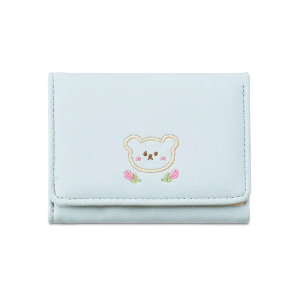 Pouch Kawaii Cute Tri-Fold Purses Portable Multiple Card Slot Bear Short Wallet Candy Color PU Leather Coin Purse Student - Image 7
