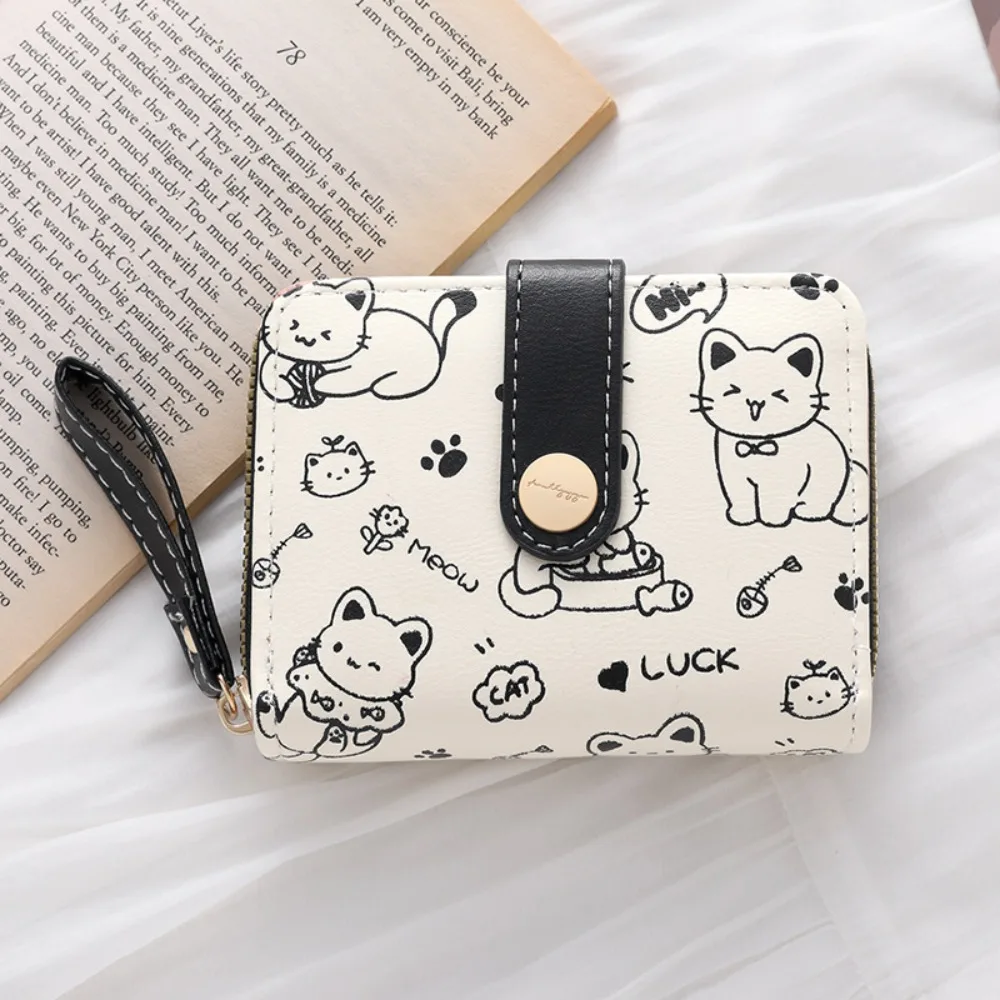 Cute Cat Coin Purse Women Fashion Short Wallet PU Leather Large Capacity Wallet Lightweight ID Card Holder Travel Cash Coin Bag - Image 9