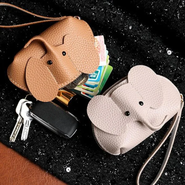PU Leather Elephant Money Bag Women Coin Purse With Key Ring Multifunctional Zipper Storage Bags Key Case - Image 3