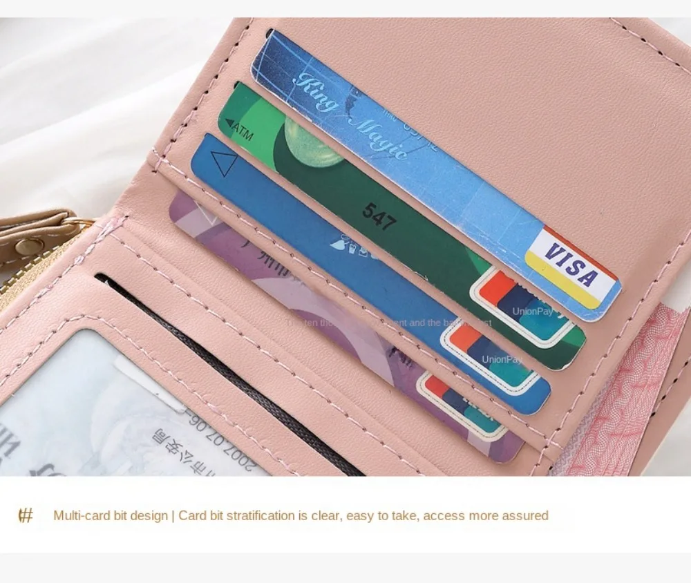 Cute Cat Coin Purse Women Fashion Short Wallet PU Leather Large Capacity Wallet Lightweight ID Card Holder Travel Cash Coin Bag - Image 16