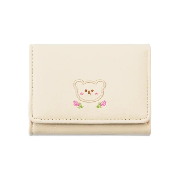 Pouch Kawaii Cute Tri-Fold Purses Portable Multiple Card Slot Bear Short Wallet Candy Color PU Leather Coin Purse Student - Image 8