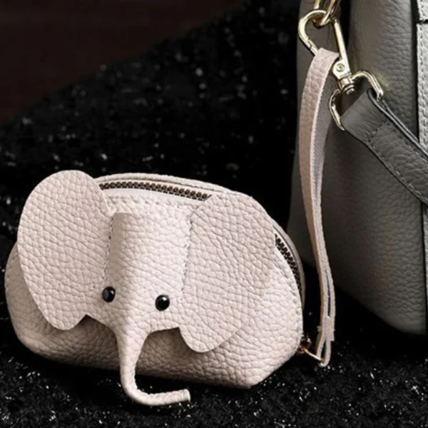 PU Leather Elephant Money Bag Women Coin Purse With Key Ring Multifunctional Zipper Storage Bags Key Case - Image 5