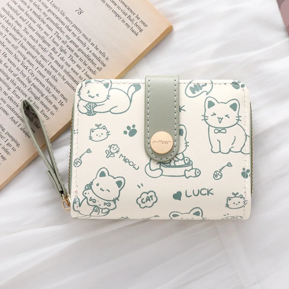 Cute Cat Coin Purse Women Fashion Short Wallet PU Leather Large Capacity Wallet Lightweight ID Card Holder Travel Cash Coin Bag - Image 7