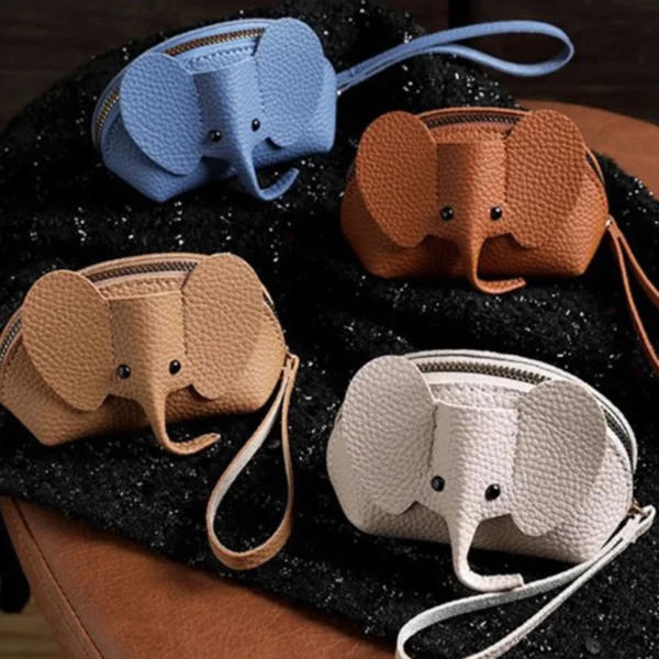 PU Leather Elephant Money Bag Women Coin Purse With Key Ring Multifunctional Zipper Storage Bags Key Case - Image 2
