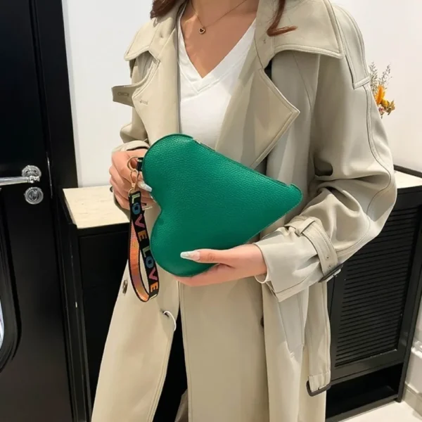 PU Coin Purse Trendy Female Bag Women Wallets New Heart-shaped Bag Zipper Purse Wrist Clutch Storage Portable Bag Fashion - Image 4