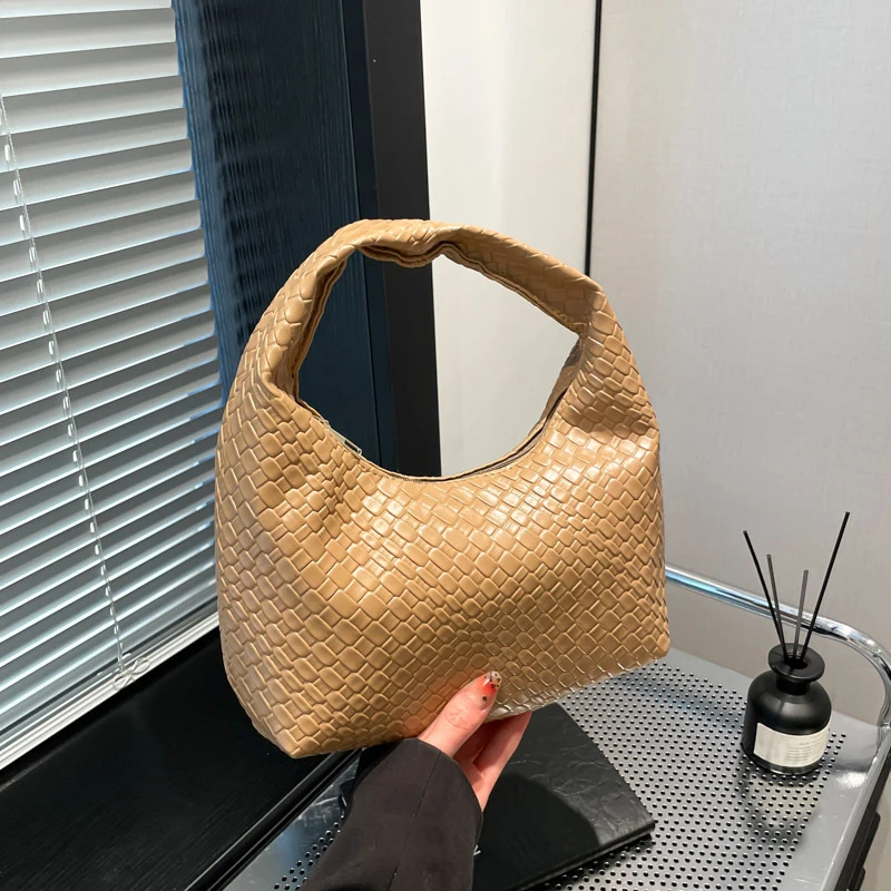 Fashion Pu Weave Bag Red Purse Underarm Bag Fashionable Crescent Mobile Phone Purse and Handbags For Women - Image 27