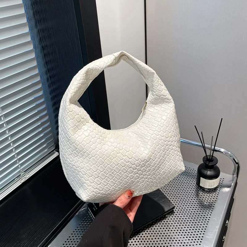 Fashion Pu Weave Bag Red Purse Underarm Bag Fashionable Crescent Mobile Phone Purse and Handbags For Women - Image 21