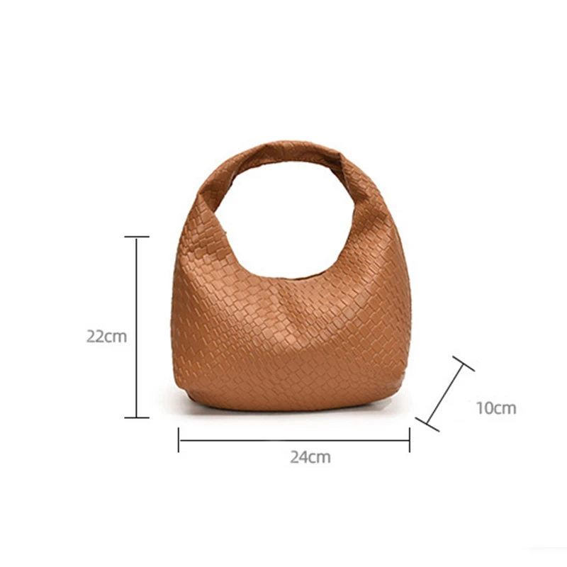 Fashion Pu Weave Bag Red Purse Underarm Bag Fashionable Crescent Mobile Phone Purse and Handbags For Women - Image 29