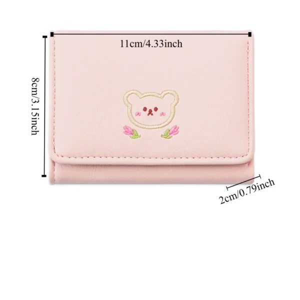 Pouch Kawaii Cute Tri-Fold Purses Portable Multiple Card Slot Bear Short Wallet Candy Color PU Leather Coin Purse Student - Image 6