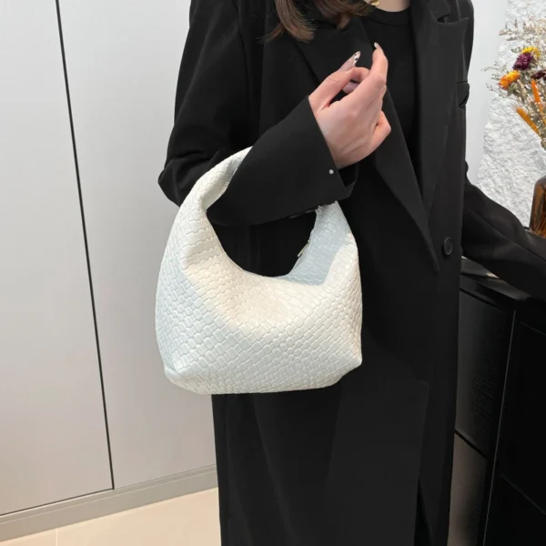 Fashion Pu Weave Bag Red Purse Underarm Bag Fashionable Crescent Mobile Phone Purse and Handbags For Women - Image 13